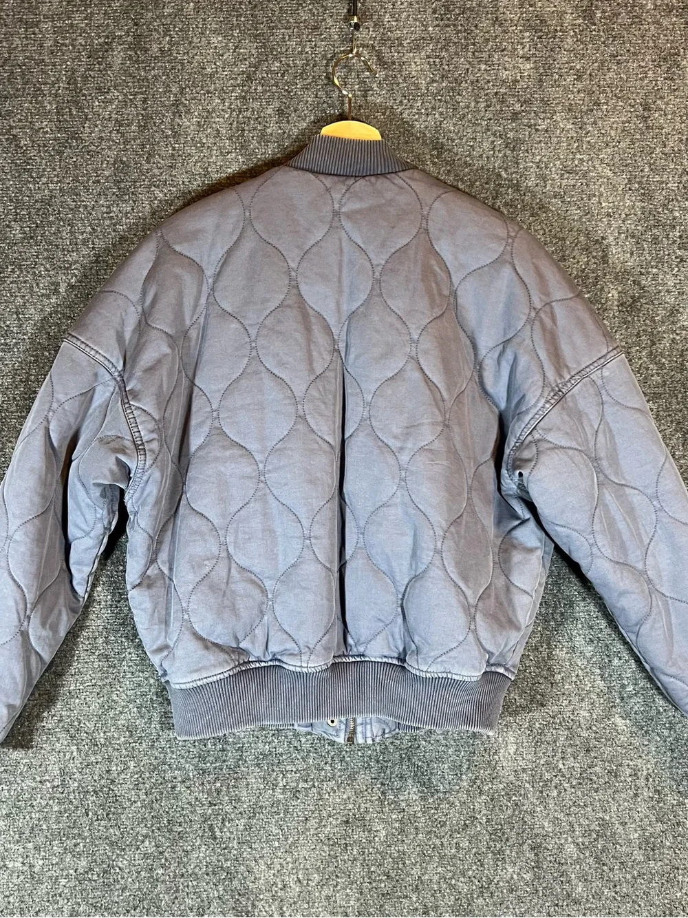 Quilted Bomber Jacket - Dusty Blue